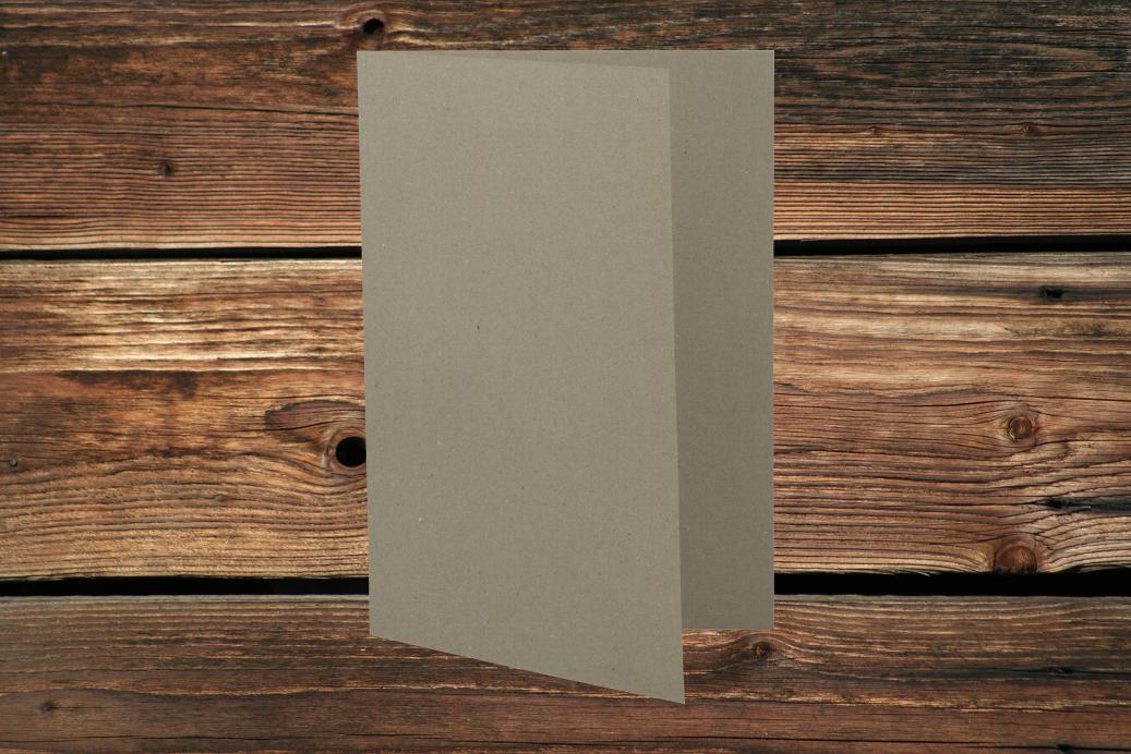 Klappkarten 105/210x210 mm hochdoppelt Recycling Kraft Naturgrau 290 g/qm